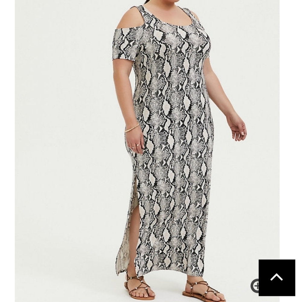 🆕 2X SNAKESKIN PRINT COLD SHOULDER MAXI